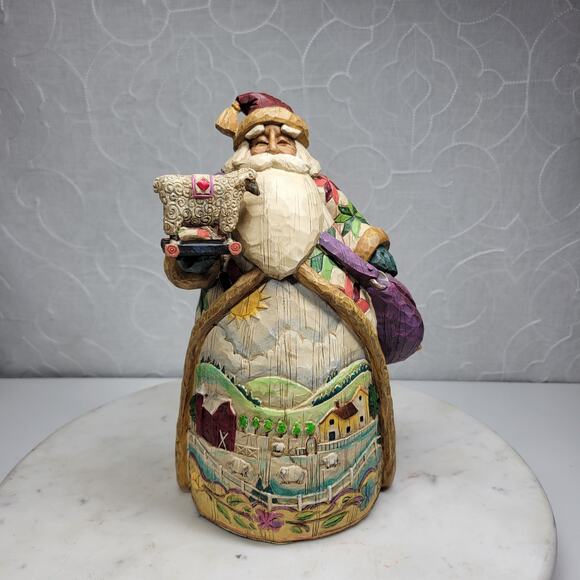 Jim Shore Heartwood Creek Over the Fields We Go Santa with Sheep Figurine 9” - Picture 8 of 13